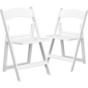 image:imageFlash Furniture 2 Pack HERCULES Series 800 lb Capacity White Resin Folding Chair with Slatted SeatSet of 2