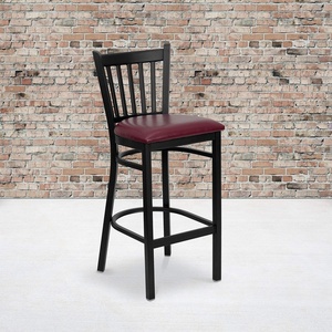 image:imageFlash Furniture 2 Pack HERCULES Series Black Vertical Back Metal Restaurant Barstool  Black Vinyl SeatBurgundy Vinyl SeatBlack Metal Frame