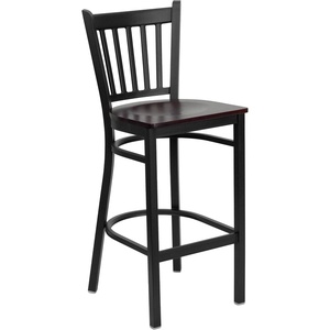 image:imageFlash Furniture 2 Pack HERCULES Series Black Vertical Back Metal Restaurant Barstool  Black Vinyl Seatblack