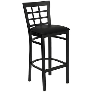 image:imageFlash Furniture 2 Pack HERCULES Series Black Window Back Metal Restaurant Barstool  Black Vinyl SeatBlack Vinyl SeatBlack Metal Frame