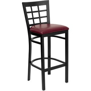image:imageFlash Furniture 2 Pack HERCULES Series Black Window Back Metal Restaurant Barstool  Black Vinyl SeatBurgundy Vinyl SeatBlack Metal Frame
