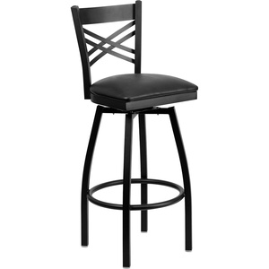 image:imageFlash Furniture 2 Pack HERCULES Series Black X Back Swivel Metal Barstool  Black Vinyl SeatBlack Vinyl SeatBlack Metal Frame