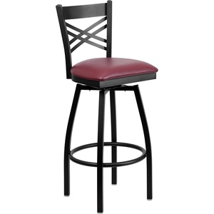 image:imageFlash Furniture 2 Pack HERCULES Series Black X Back Swivel Metal Barstool  Black Vinyl SeatBurgundy Vinyl SeatBlack Metal Frame