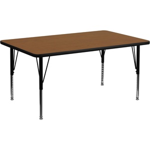 image:imageFlash Furniture 30W x 60L Rectangular Oak HP Laminate Activity Table  Height Adjustable Short LegsOak