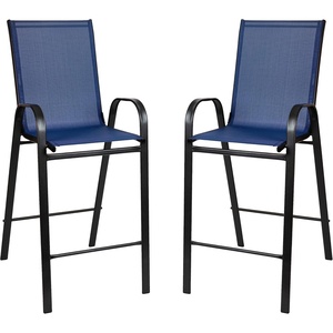 image:imageFlash Furniture 4 Pack Brazos Series Navy Outdoor Barstools with Flex Comfort Material and Metal FrameNavy
