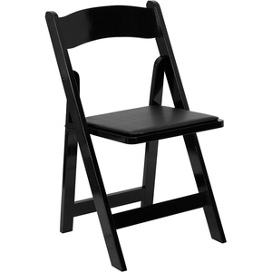 image:imageFlash Furniture 4 Pack HERCULES Series Fruitwood Wood Folding Chair with Vinyl Padded SeatBlack