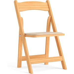 image:imageFlash Furniture 4 Pack HERCULES Series Fruitwood Wood Folding Chair with Vinyl Padded SeatNatural