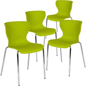 image:imageFlash Furniture 4 Pack Lowell Contemporary Design Citrus Green Plastic Stack ChairCitrus Green