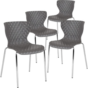 image:imageFlash Furniture 4 Pack Lowell Contemporary Design Citrus Green Plastic Stack ChairGrey