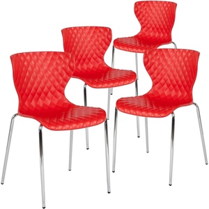 image:imageFlash Furniture 4 Pack Lowell Contemporary Design Citrus Green Plastic Stack ChairRed