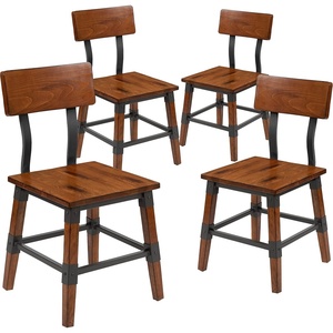 image:imageFlash Furniture 4 Pack Rustic Antique Walnut Industrial Wood Dining Backless BarstoolSet of 4