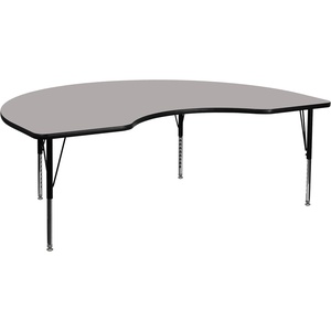 image:imageFlash Furniture 48W x 72L Kidney Grey HP Laminate Activity Table  Height Adjustable Short LegsGrey