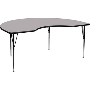 image:imageFlash Furniture 48W x 72L Kidney Grey Thermal Laminate Activity Table  Standard Height Adjustable LegsGrey