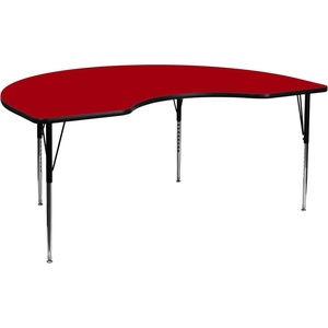 image:imageFlash Furniture 48W x 72L Kidney Grey Thermal Laminate Activity Table  Standard Height Adjustable LegsRed