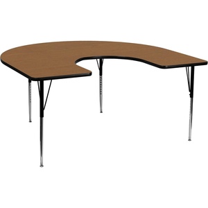 image:imageFlash Furniture 60W x 66L Horseshoe Grey Thermal Laminate Activity Table  Standard Height Adjustable LegsOak