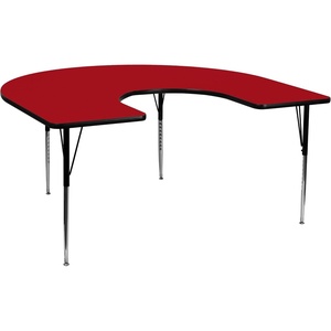 image:imageFlash Furniture 60W x 66L Horseshoe Grey Thermal Laminate Activity Table  Standard Height Adjustable LegsRed
