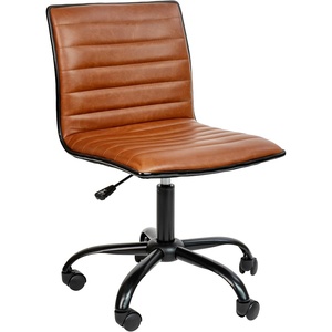 image:imageFlash Furniture Alan Low Back Designer Armless Tan Ribbed Swivel Task Office ChairBrownBlack