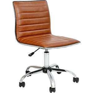 image:imageFlash Furniture Alan Low Back Designer Armless Tan Ribbed Swivel Task Office ChairBrownChrome