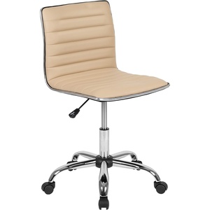 image:imageFlash Furniture Alan Low Back Designer Armless Tan Ribbed Swivel Task Office ChairTanChrome