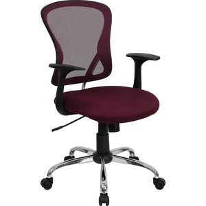 image:imageFlash Furniture Alfred MidBack Red Mesh Swivel Task Office Chair with Chrome Base and ArmsBurgundy