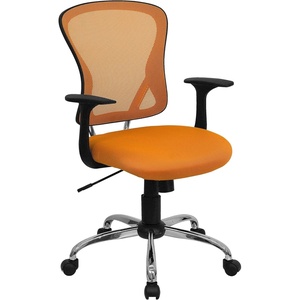 image:imageFlash Furniture Alfred MidBack Red Mesh Swivel Task Office Chair with Chrome Base and ArmsOrange