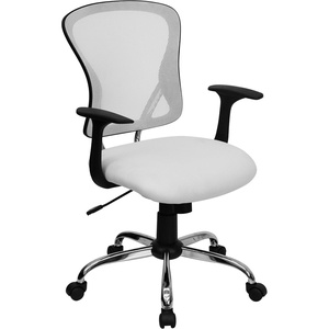 image:imageFlash Furniture Alfred MidBack Red Mesh Swivel Task Office Chair with Chrome Base and ArmsWhite