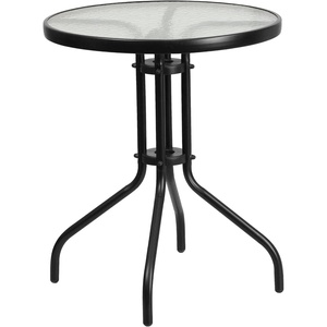 image:imageFlash Furniture Bellamy 2375 Round IndoorOutdoor Tempered Glass Metal Frame Side TableClear
