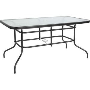 image:imageFlash Furniture Bellamy 2375 Round IndoorOutdoor Tempered Glass Metal Frame Side TableClear TopBlack Frame