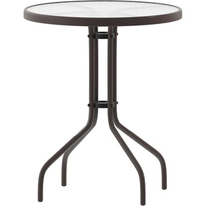 image:imageFlash Furniture Bellamy 2375 Round IndoorOutdoor Tempered Glass Metal Frame Side TableClear TopBronze Frame