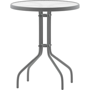 image:imageFlash Furniture Bellamy 2375 Round IndoorOutdoor Tempered Glass Metal Frame Side TableClear TopSilver Frame