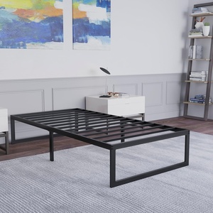 image:imageFlash Furniture Bentley 14 Metal Platform Bed Frame  Black FrameSteel Slat Supports  125 Underbed Storage  No Box Spring Needed  Quick Lock FunctionalityTwin