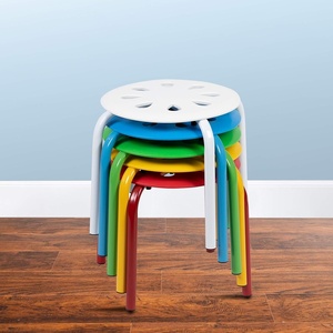 image:imageFlash Furniture Bentley Plastic Nesting Stack Stools 115Height Assorted Colors 5 Pack