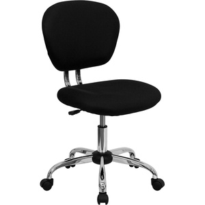 image:imageFlash Furniture Beverly MidBack Swivel Mesh Office Chair with Padded Seat HeightAdjustable Ergonomic Padded Office Desk Chair BlackChromeBlack