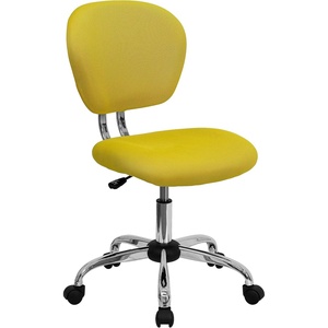 image:imageFlash Furniture Beverly MidBack Swivel Mesh Office Chair with Padded Seat HeightAdjustable Ergonomic Padded Office Desk Chair BlackChromeYellow