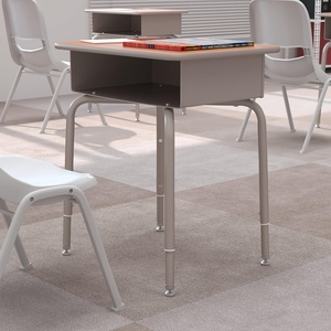 image:imageFlash Furniture Billie Student Desk  Gray Open Front Metal School Desk  24W x 18D Adjustable Height Durable Desk for School or Remote Learning Set of 5WalnutSilver
