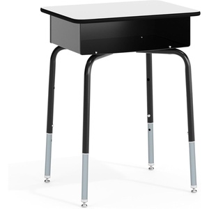 image:imageFlash Furniture Billie Student Desk  Gray Open Front Metal School Desk  24W x 18D Adjustable Height Durable Desk for School or Remote Learning Set of 5Grey