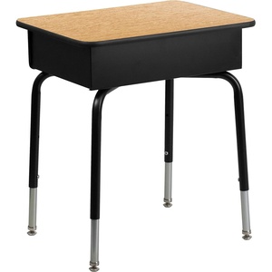 image:imageFlash Furniture Billie Student Desk  Gray Open Front Metal School Desk  24W x 18D Adjustable Height Durable Desk for School or Remote Learning Set of 5Natural