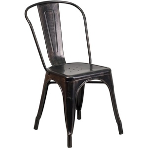 image:imageFlash Furniture Blake Commercial Grade 4 Pack Distressed Orange Metal IndoorOutdoor Stackable ChairBlackantique Gold