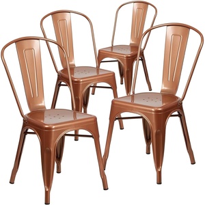 image:imageFlash Furniture Blake Commercial Grade 4 Pack Distressed Orange Metal IndoorOutdoor Stackable ChairCopper