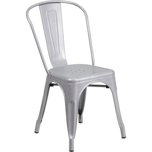 image:imageFlash Furniture Blake Commercial Grade 4 Pack Distressed Orange Metal IndoorOutdoor Stackable ChairSilver