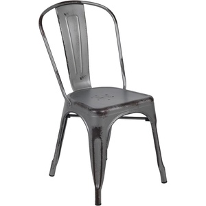 image:imageFlash Furniture Blake Commercial Grade 4 Pack Distressed Orange Metal IndoorOutdoor Stackable ChairSilver Gray