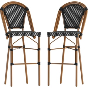 image:imageFlash Furniture Bordeaux Commercial Grade Bistro Bar Height Stool Stackable IndoorOutdoor Dining Stool 30 High BlackWhite and Natural FinishBlack  WhiteNatural Frame
