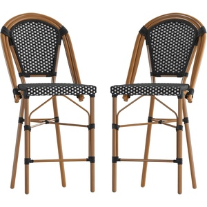 image:imageFlash Furniture Bordeaux Commercial Grade Bistro Counter Height Stool Stackable IndoorOutdoor Dining Stool 26 High Set of 2 BlackWhite amp Natural FinishBlack  WhiteNatural Frame
