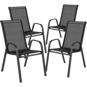 image:imageFlash Furniture Brazos Series Outdoor Stackable Patio Chairs with Flex Comfort Material Stacking Outdoor Modern Sling Patio Chairs Set of 5 BlackBlack