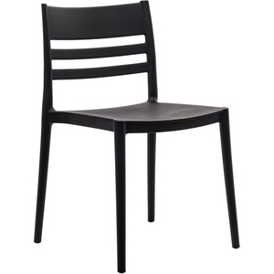 image:imageFlash Furniture Bridgeport Slat Back Patio Chair with Contoured Seat Commercial AllWeather Stacking Resin Chair UV Resistant IndoorOutdoor White Set of 2Black