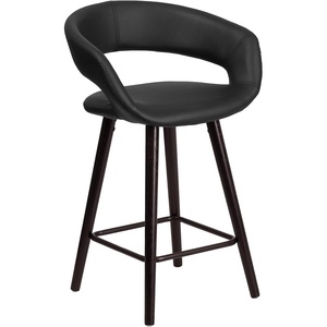 image:imageFlash Furniture Brynn Series 24 High Contemporary Cappuccino Wood Counter Height Stool in Black VinylBlack