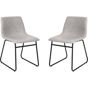 image:imageFlash Furniture Butler 18 LeatherSoft Dining Table Height Chairs MidCentury Modern Bucket Style Dining Chairs Set of 2 Light BrownBlackLight Gray LeathersoftBlack Frame