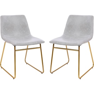 image:imageFlash Furniture Butler 18 LeatherSoft Dining Table Height Chairs MidCentury Modern Bucket Style Dining Chairs Set of 2 Light BrownBlackLight Gray LeathersoftGold Frame