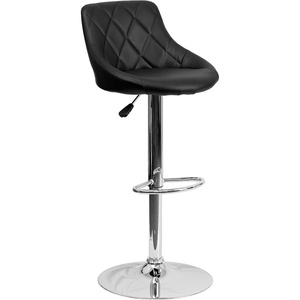 image:imageFlash Furniture Caldwell 2 Pk Contemporary Gray Vinyl Bucket Seat Adjustable Height Barstool with Chrome BaseBlack