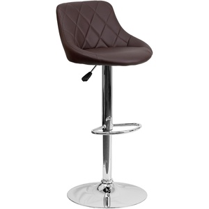 image:imageFlash Furniture Caldwell 2 Pk Contemporary Gray Vinyl Bucket Seat Adjustable Height Barstool with Chrome BaseBrown